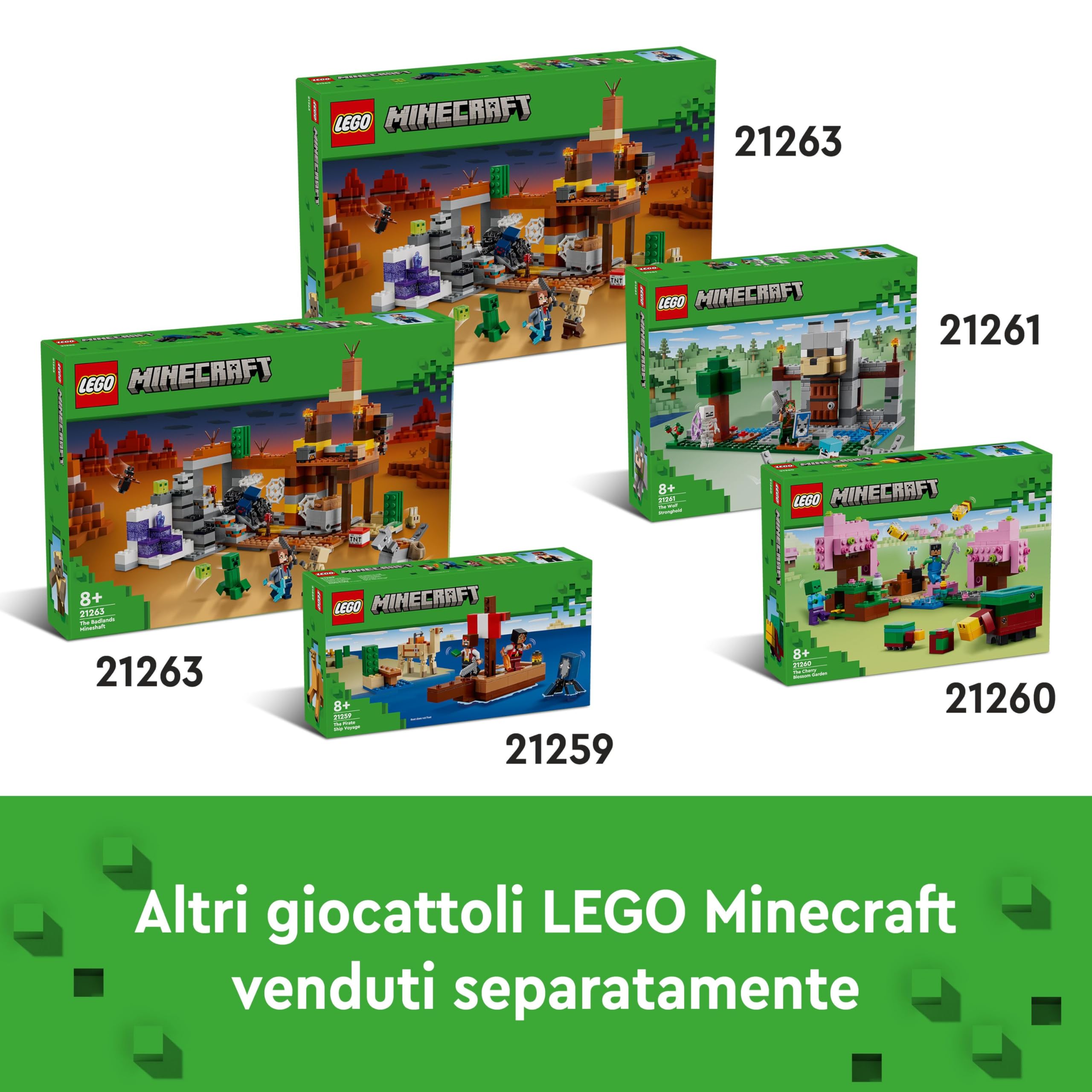 LEGO Minecraft L’Enderdrago e la Nave dell’End, Giocattolo - Set da Gioco e da Esposizione con Barca, Drago e 3 Figure tra cui un Enderman - Regalo per Gamer, Bambini e Bambine da 8 Anni in su - 21264