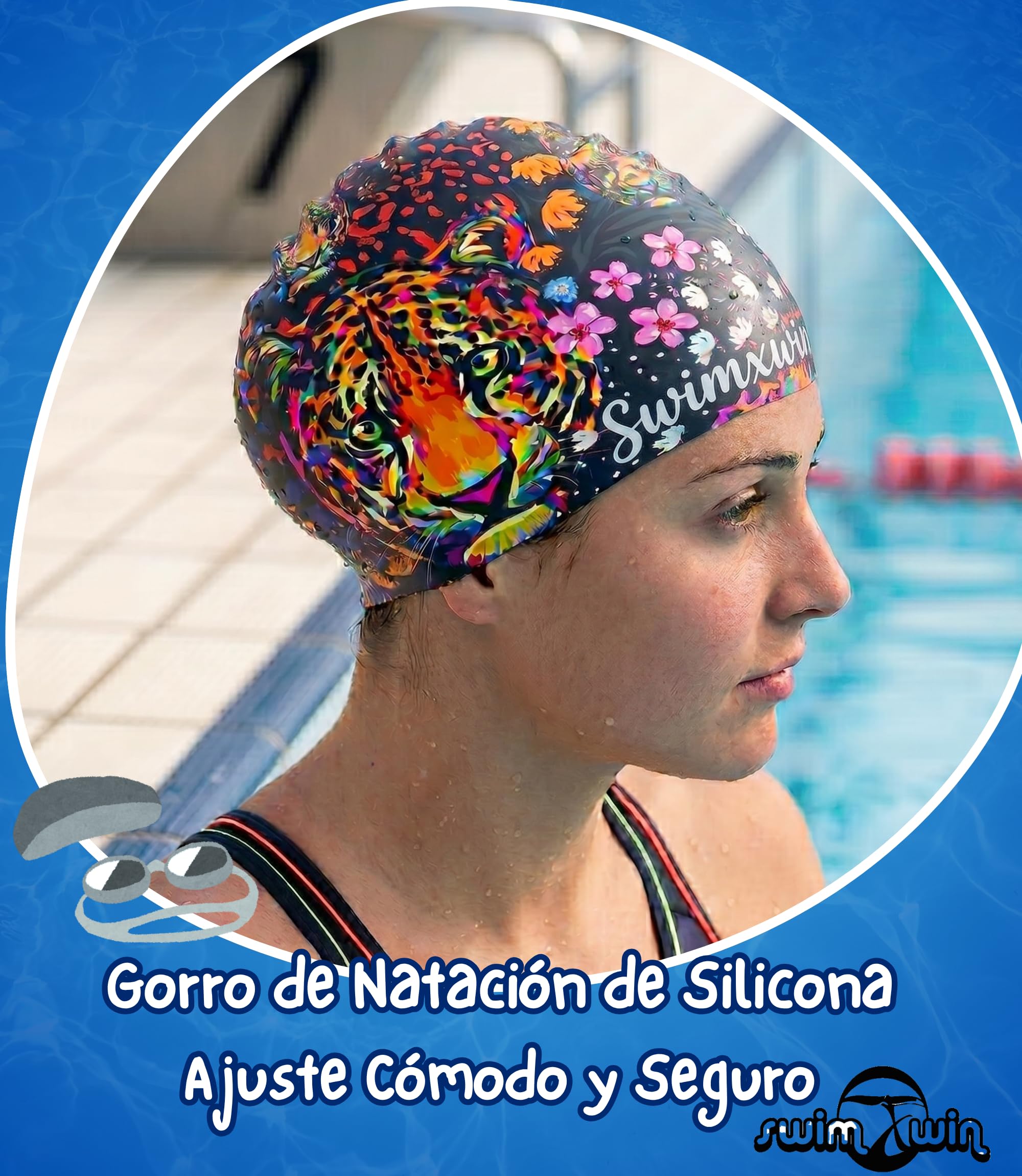 Leopard Gorro Natacion Silicona Piscina Mujer Nina Unisex Desde 5 Anos Diseno Leopardo Original Colorido Entrenamiento Aquagym Waterpolo Regalo Deportivo Familiar Pro
