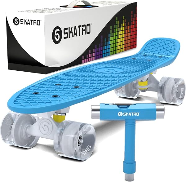 Skatro ミニクルーザースケートボード。 55.9x15.2 cm レトロスタイルプラスチックボードが完成します - 1