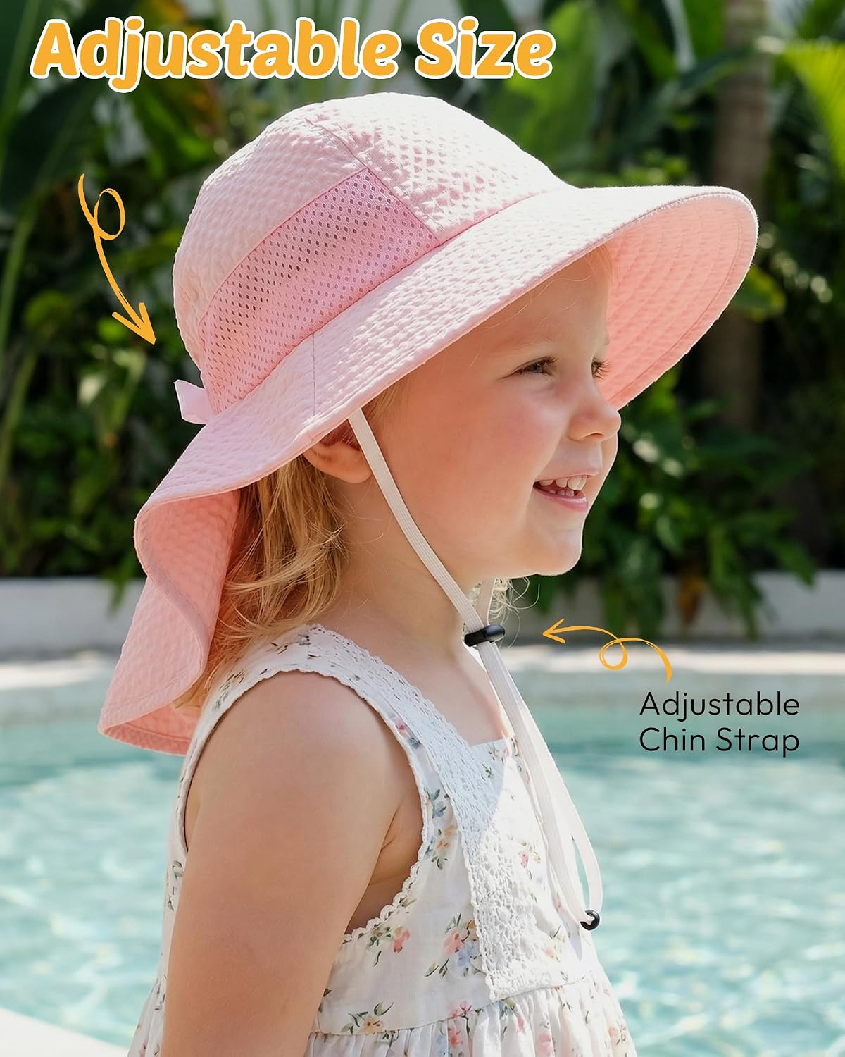 Toddler Baby Sun Hat Sun Protection Beach Hats for Kids Adjustable Beach Hats with Neck Flap for Girls Boys Age 0-7 Years