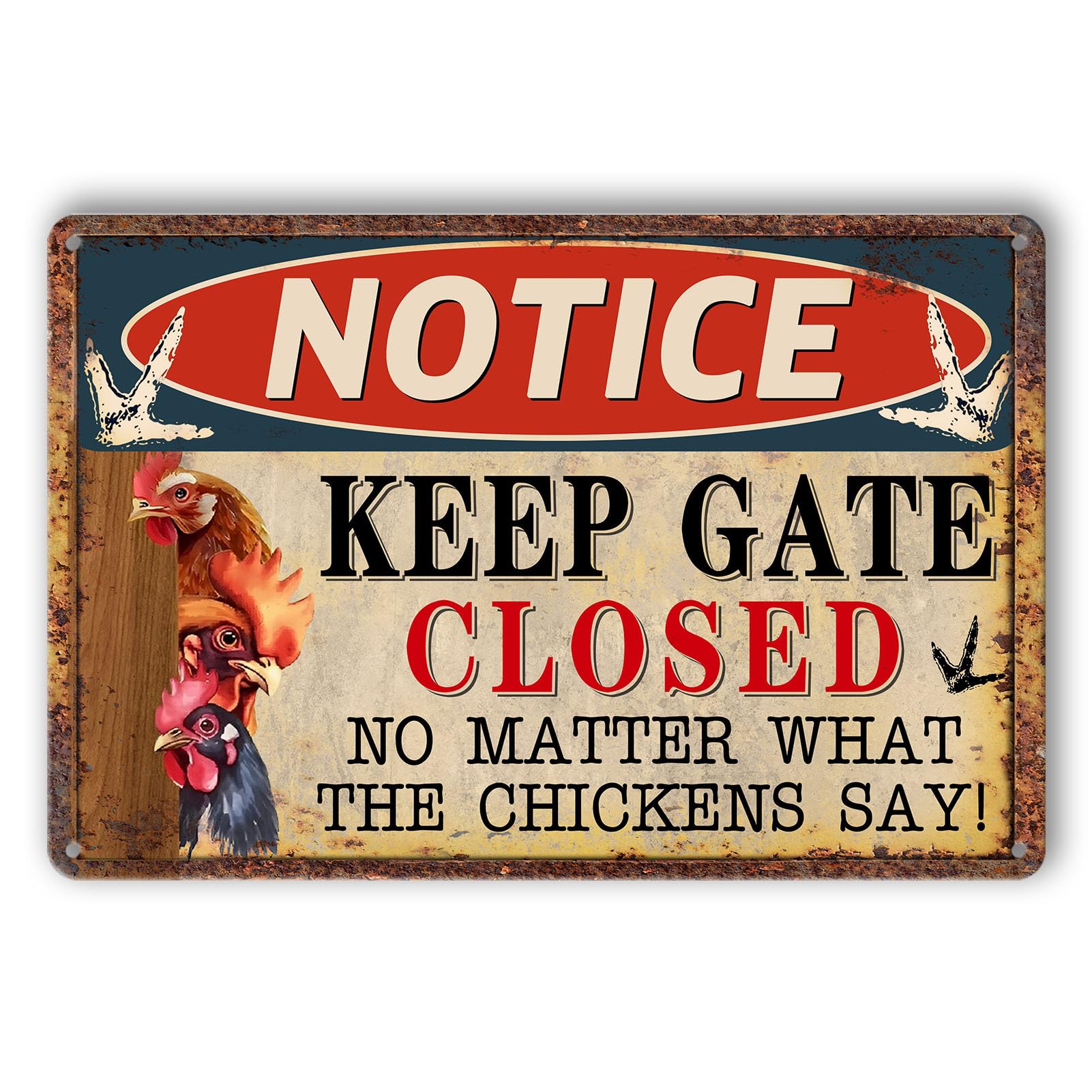 Vintage Metal Tin Sign Keep Gate Closed S - Funny Chicken Accessories For Coops - S, 8x12 Inch Custom Private Property Signs Outdoor