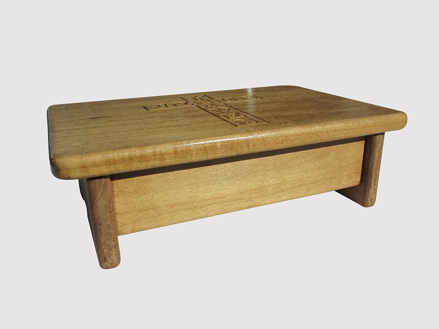 Foot Stool Poplar Wood Engraved (Made in The USA) (4" - "Jesus Saves!)