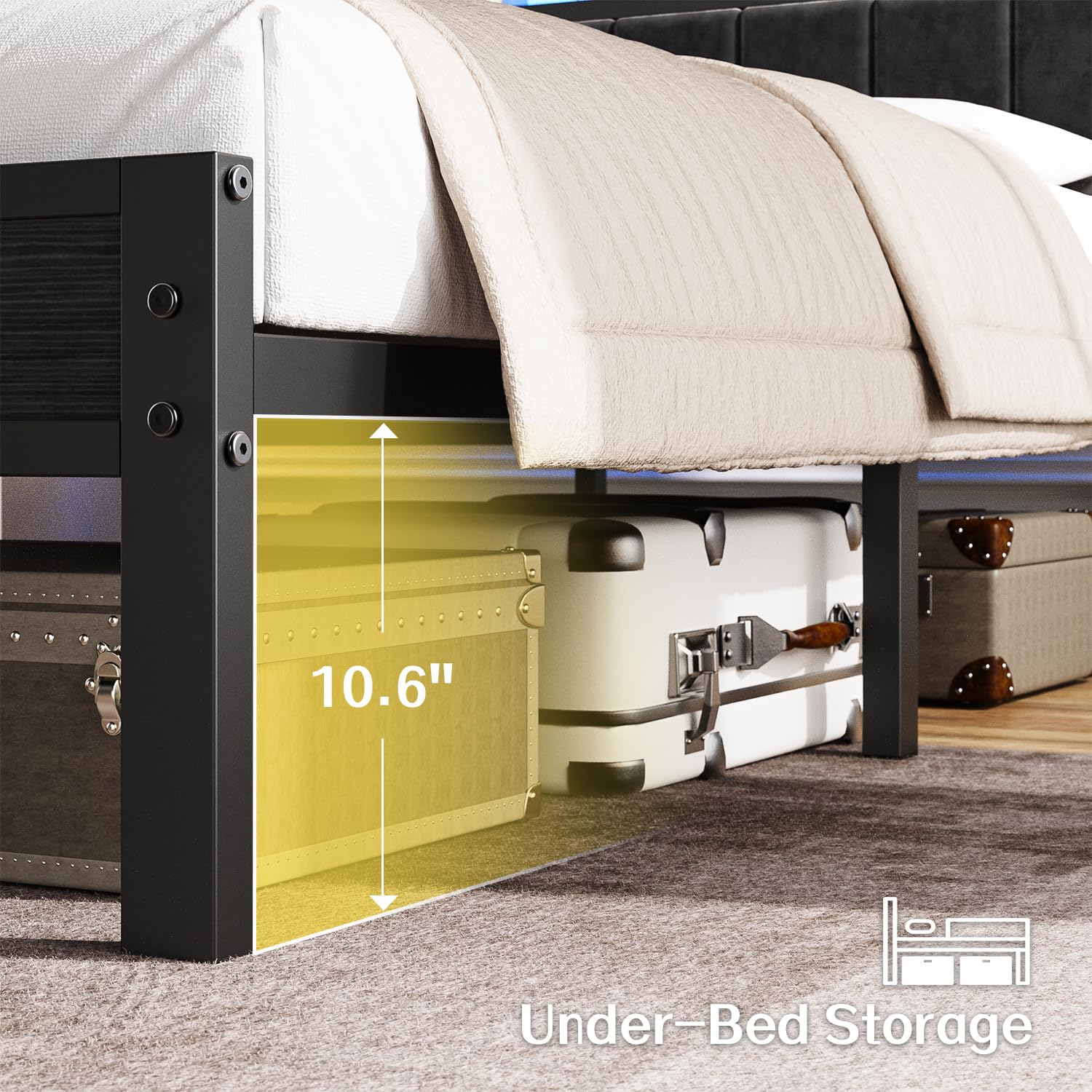 Best King Mattress Frame Picks for 2026 2 OLEVS King Bed Frame with Charging Station & LED Lights, Modern Platform Bed wit — product photo