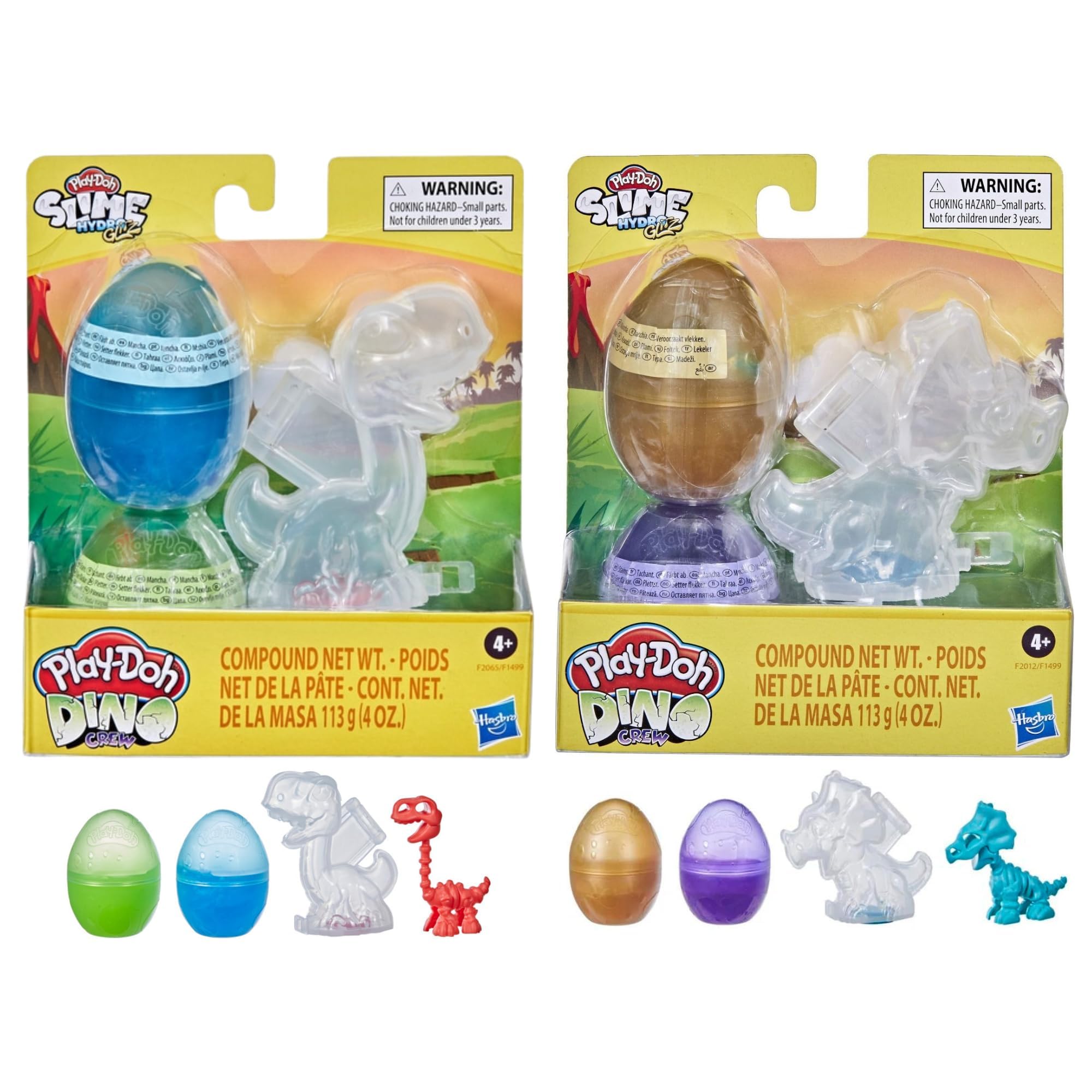HasbroPlay-Doh Slime Hydro Glitz Dino Crew Triceratops & Brontosaurus - Twin Pack