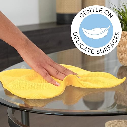 Miniatura 3 de S&T INC. Paquete de 50 paños de limpieza de microfibra de 12 x 16 pulgadas, toallas a granel para el hogar, toallas de microfibra reutilizables para