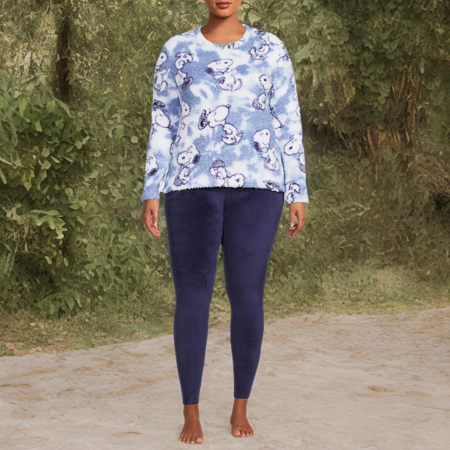 Peanuts Women's Snoopy 2 Piece Pajama Set (8-10) Blue - Image 5