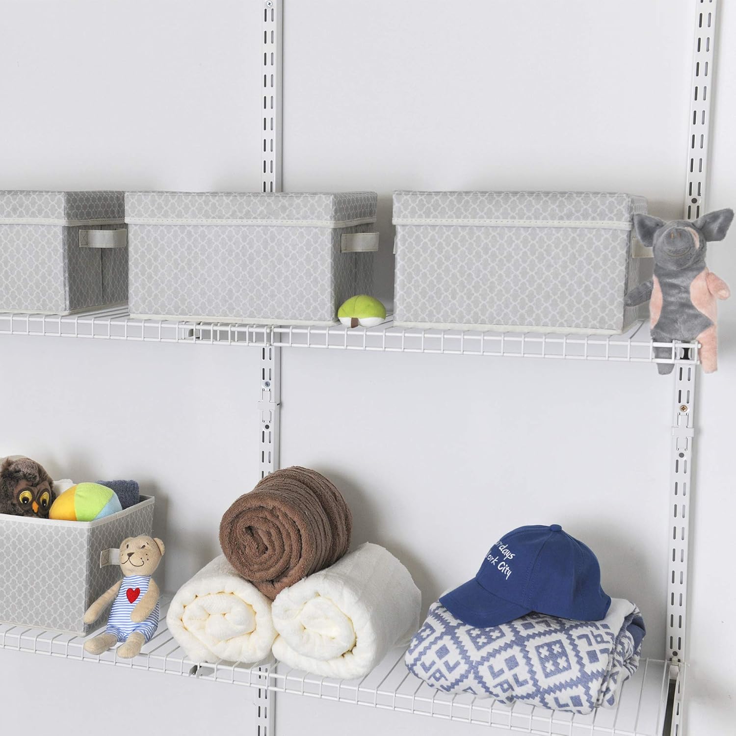 GRANNY SAYS Storage Bins with Lids, Nursery Storage Boxes, Closet Organizers and Storage Containers, Medium, Gray/Beige, 3-Pack : Home & Kitchen