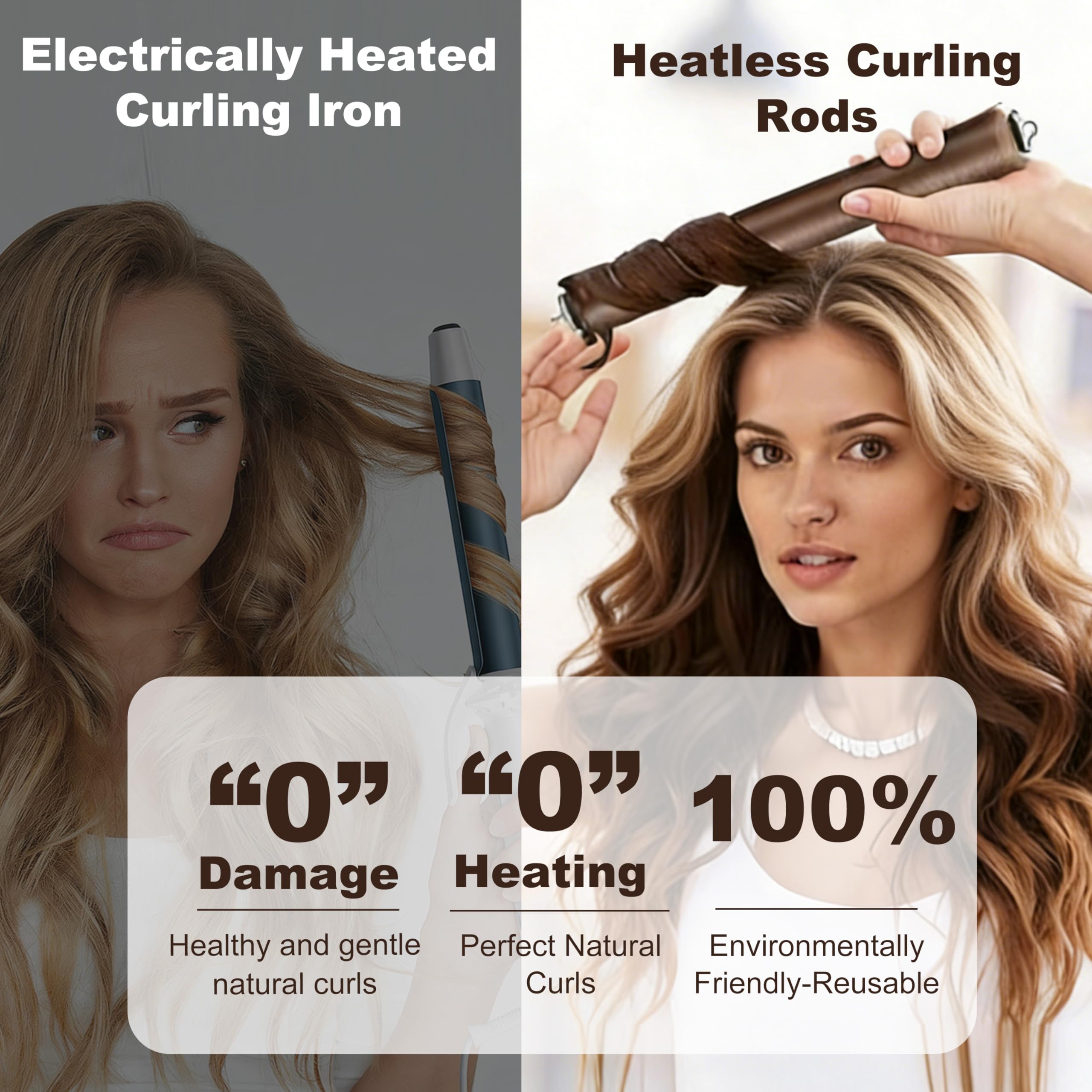 Heatless Curls Overnight Hair Curlers - 4 Pcs No-Heat Curling Rod to Sleep In and Shower Cap,Velvet Hair Rollers with Satin Wrap (new packaging) — view 7