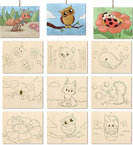 COCHIE Adornos de madera para pintar para niños, fiesta del día de San Valentín, 12 piezas de rebanadas de madera preperforadas sin terminar para disponible en Yaxa Guatemala