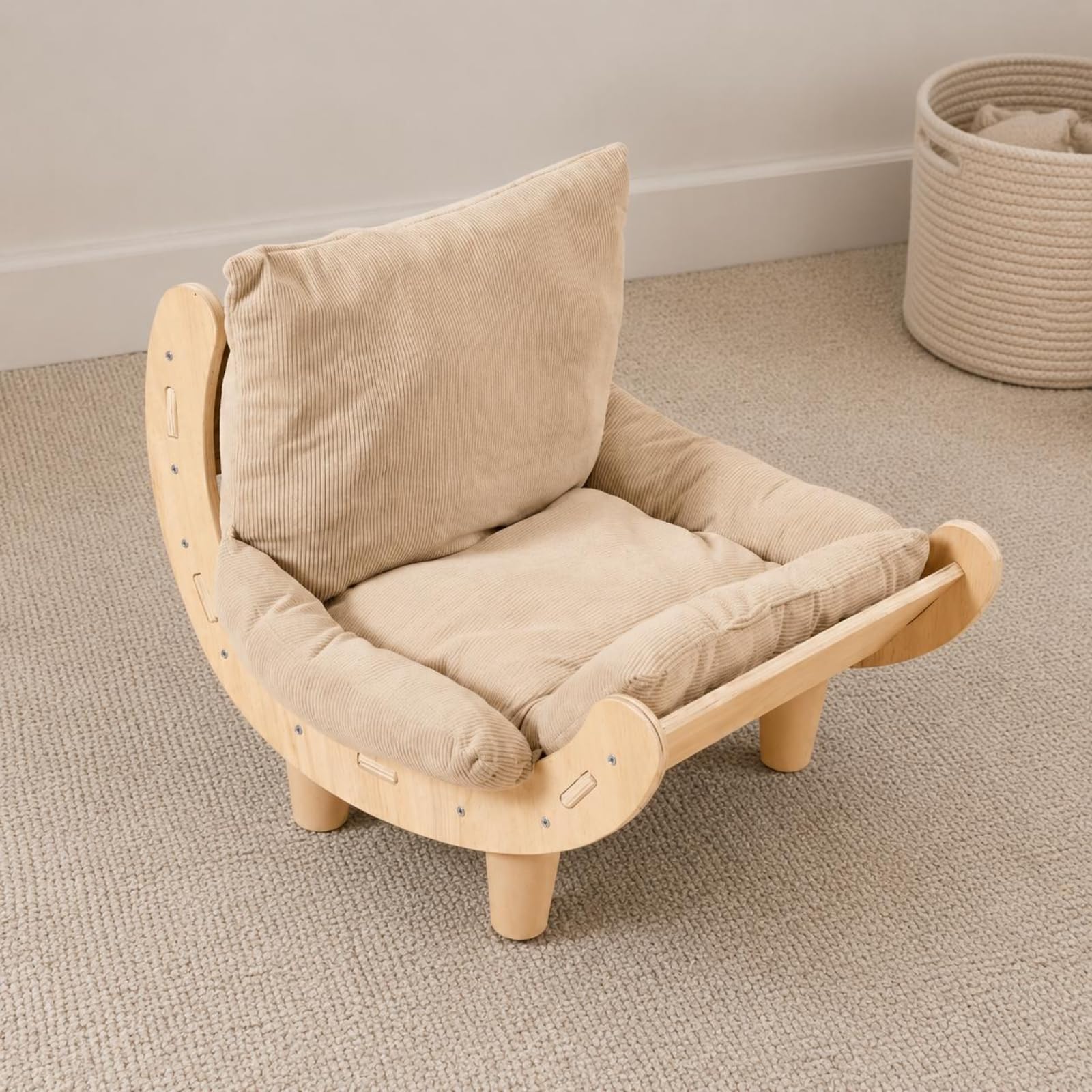 Lit Griffoir Chat Double Face Canapé Griffoir Chat Coussin Doux Accessoire Animal pour Intérieur, Beige
