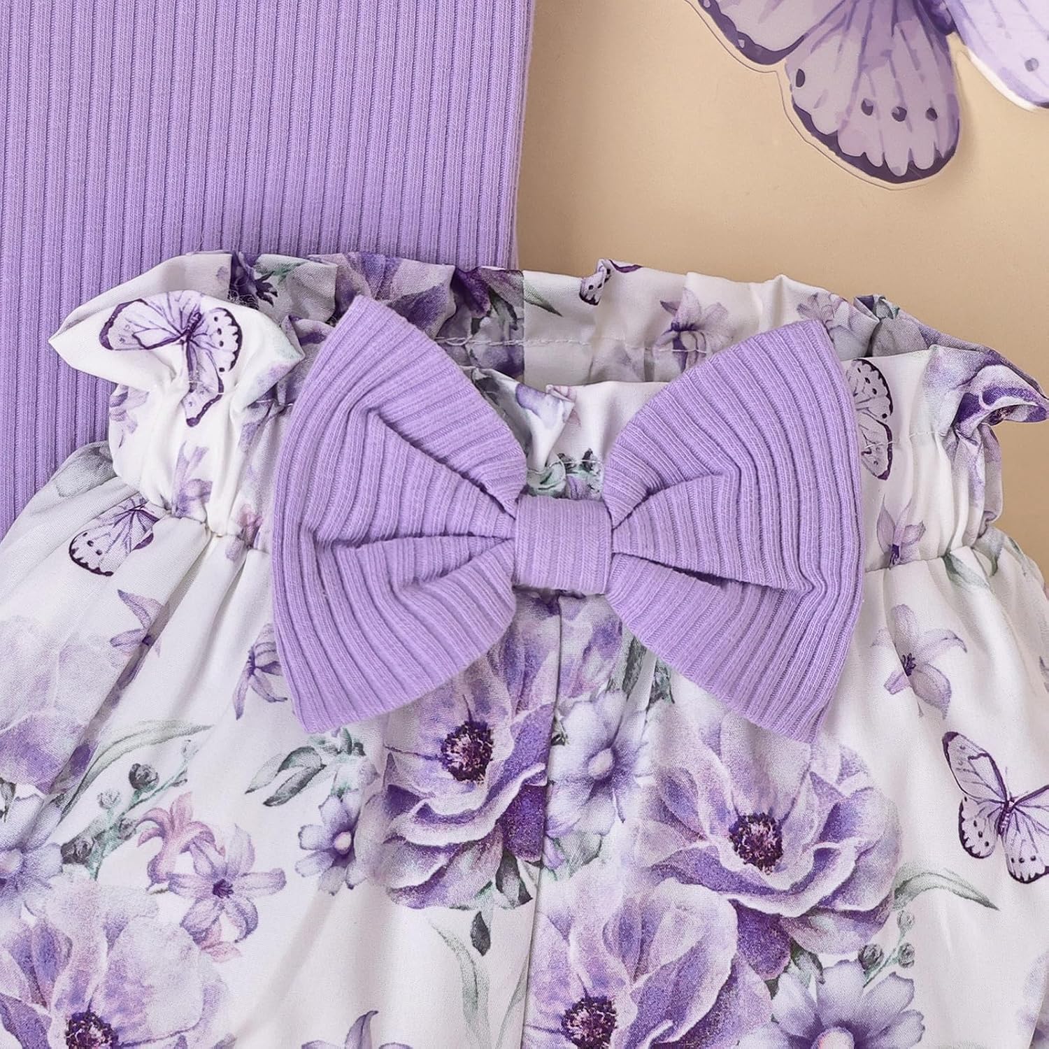 Baby Girl Clothes Summer Outfits Newborn Romper Ruffle Sleeve Infant Flower Shorts with Bow Headband Set 0-18 Months - Image 6