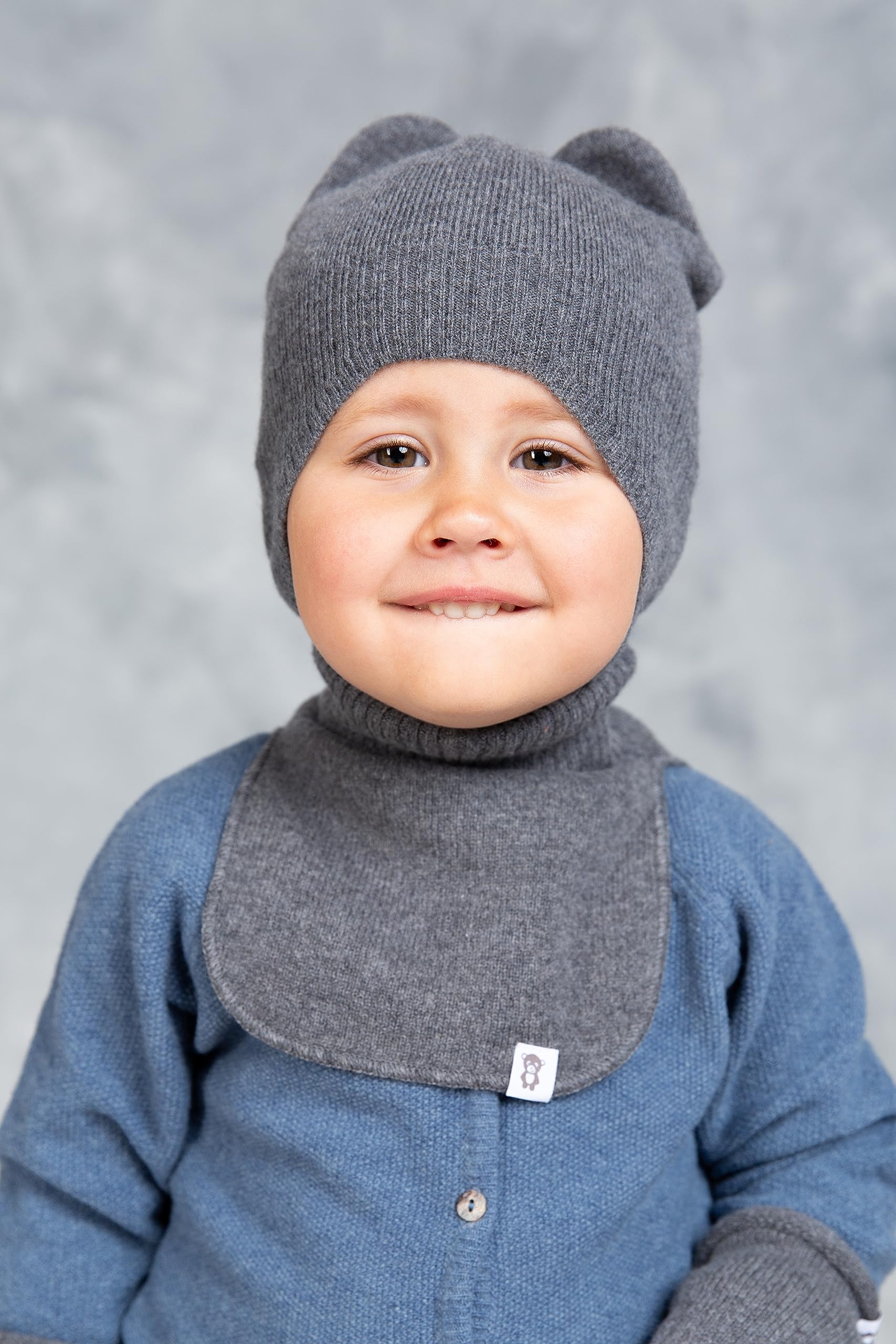 Bufanda de punto de lana para bebés y niños, muy suave y cálida, bufanda de punto para proteger el cuello en otoño e invierno, bufanda en color gris, para bebés de 0 a 3 años, gris, für 0-3