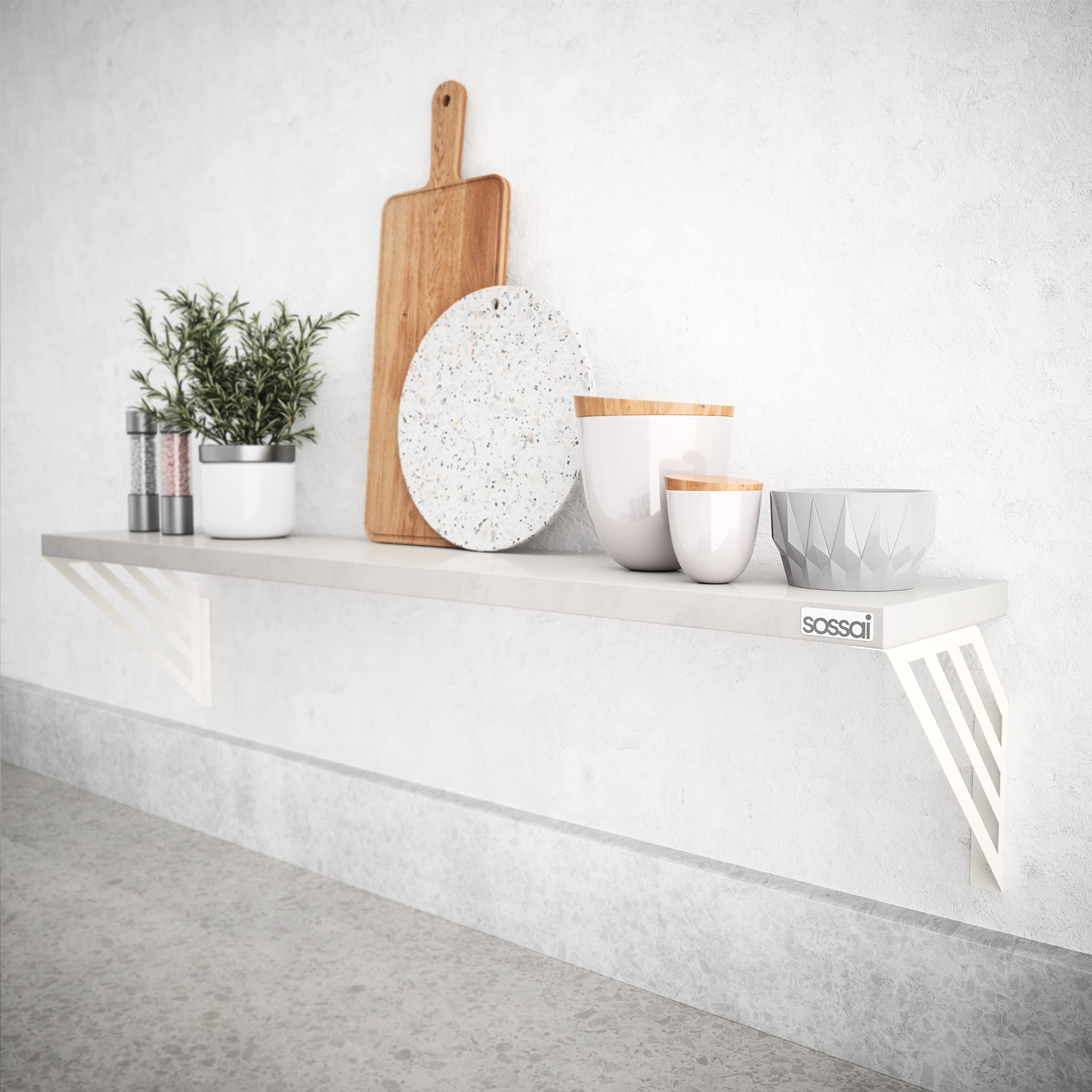 Sossai Soportes de estantería 2 unidades GSHR Truss 250x250 mm de acero – soporte de pared para balda – blanco – diseño decorativo