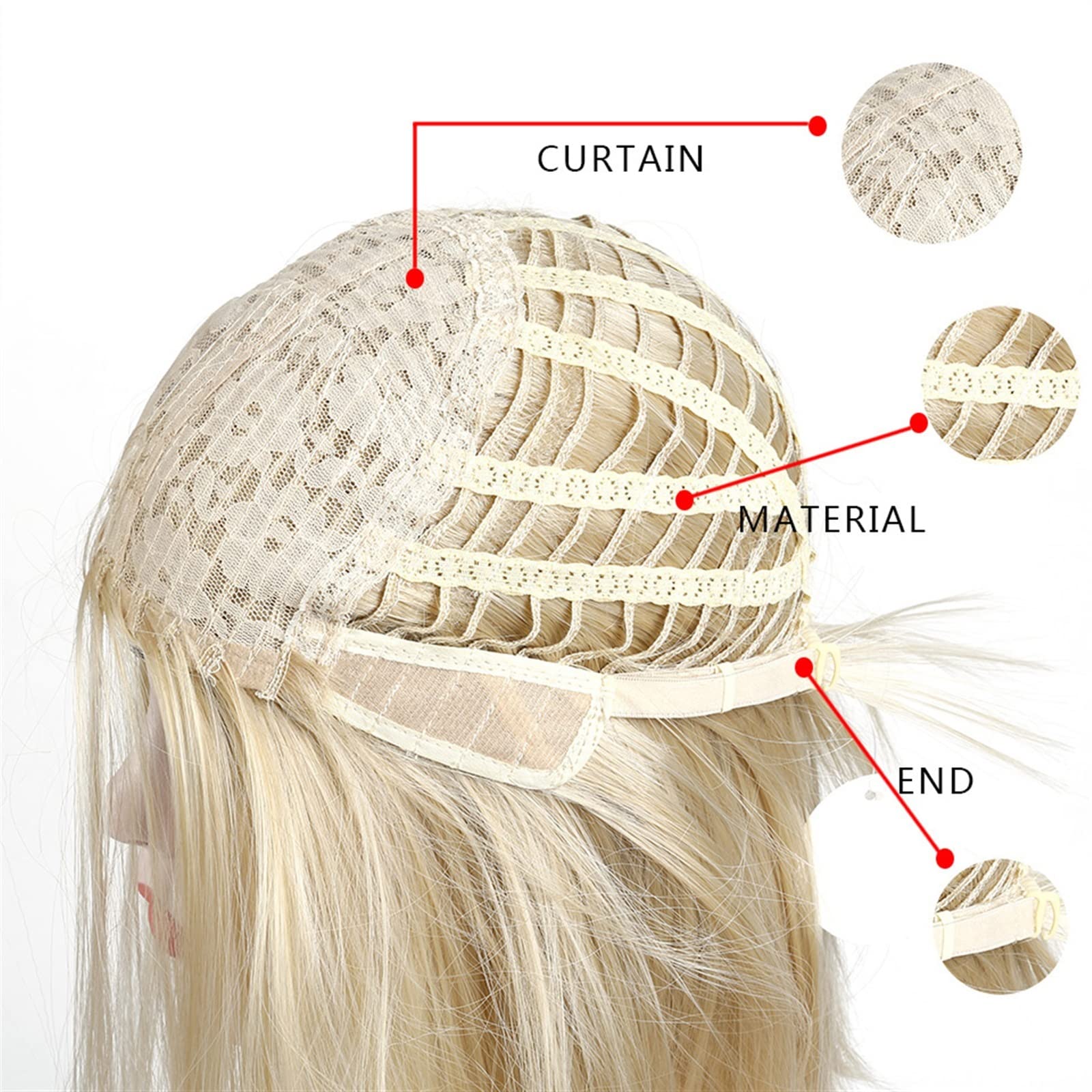 Peruki z koronką falową Blond peruka z grzywką dla kobiet dziewczyna 24 "długie proste blond peruka naturalna żaroodporna peruka syntetyczna na cosplay i do codziennego użytku Peruki z naturalnych wło