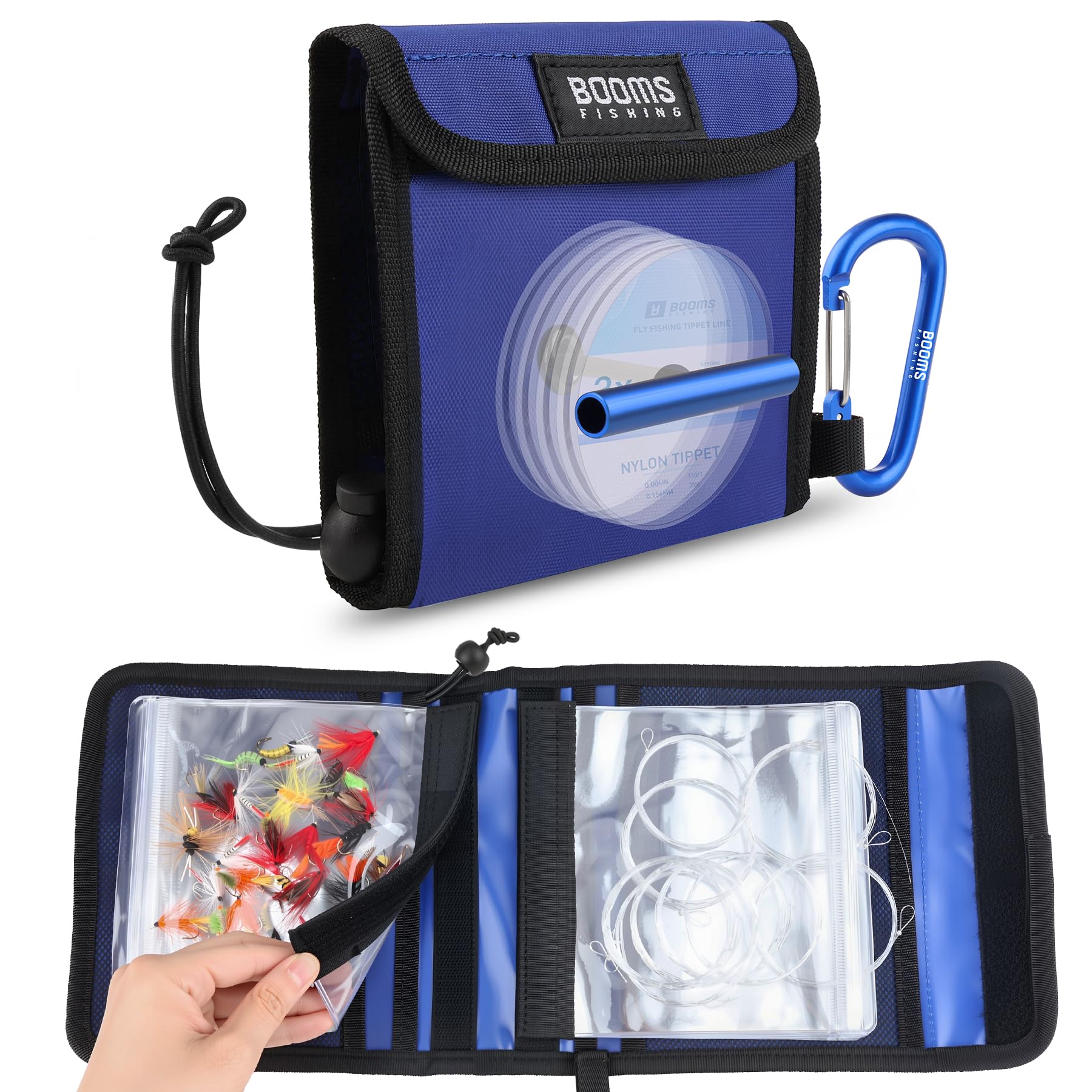 Booms Fishing Leader Holder Wallet: Fly Fishing Tippet Line Storage with 12 Clear Pocket and Tippet Holder