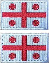 2 PCS AliPlus Georgia Flag Patches Embroidered Tactical Military Morale Patch Applique Fastener Hook and Loop