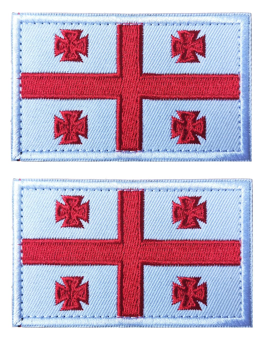 AliPlus 2 PCS Georgia Flag Patches Embroidered Tactical Military Morale Patch Applique Fastener Hook and Loop