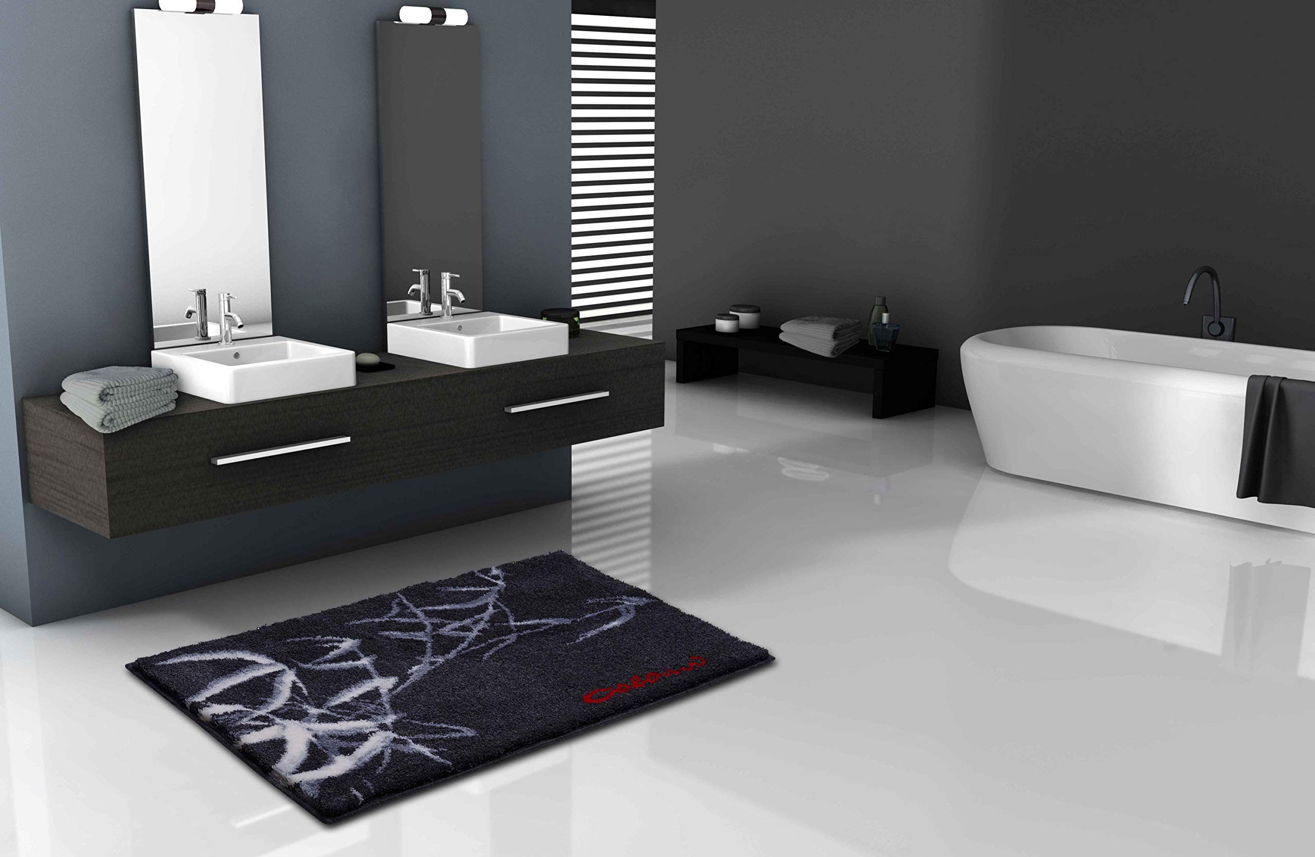 Grund Designer Bath Mat COLANI, Ultra Soft and Absorbent, Anti Slip, 5 Years Warranty, Colani 23, Bath Mat 60x100 cm, Anthracite - Image 4