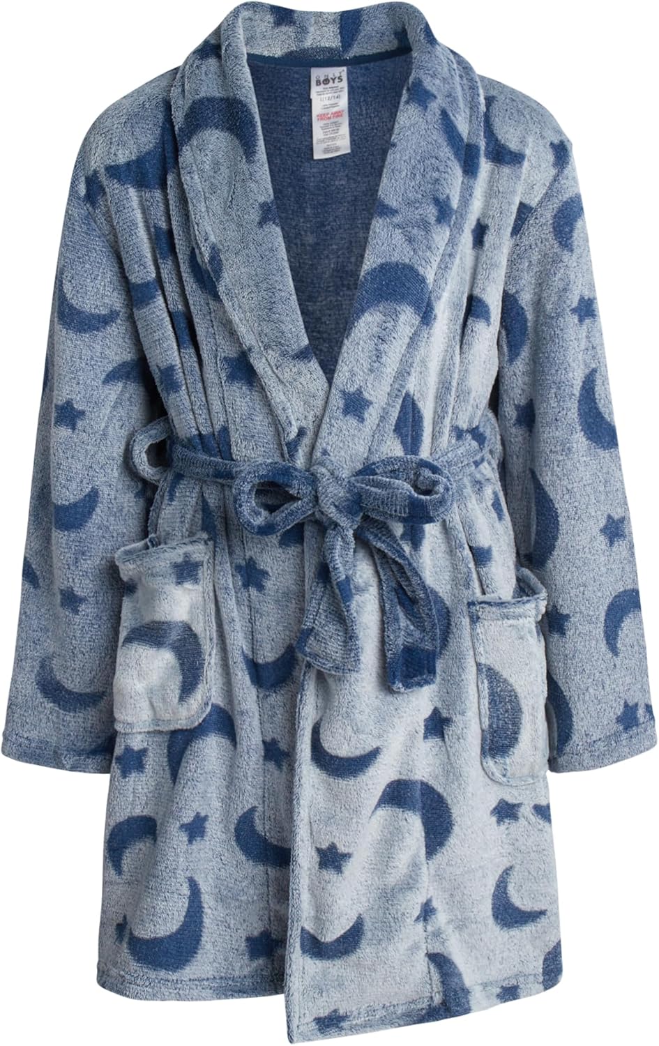 Rene Rofe Boys Robe - Fuzzy Plush Fleece Kids Robe - Collared Long Sleeve Boys Bath Robe with Pockets