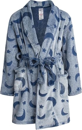 Rene Rofe Boys Robe - Fuzzy Plush Fleece Kids Robe - Collared Long Sleeve Boys Bath Robe with Pockets