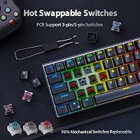 RK ROYAL KLUDGE G68 Mechanikus Gamer Billentyűzet - 65% Kompakt, RGB, Vezeték Nélküli/Bluetooth/USB, Hot-Swap, Piros Kapcsoló, Fekete 4