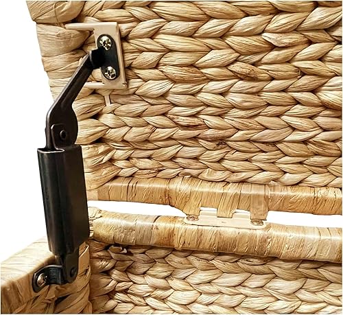 Miniatura 49 de eHemco Baúl de almacenamiento de mimbre de jacinto de agua resistente con marco de metal, 30 x 17.5 x 17.5 pulgadas, lavado marrón claro