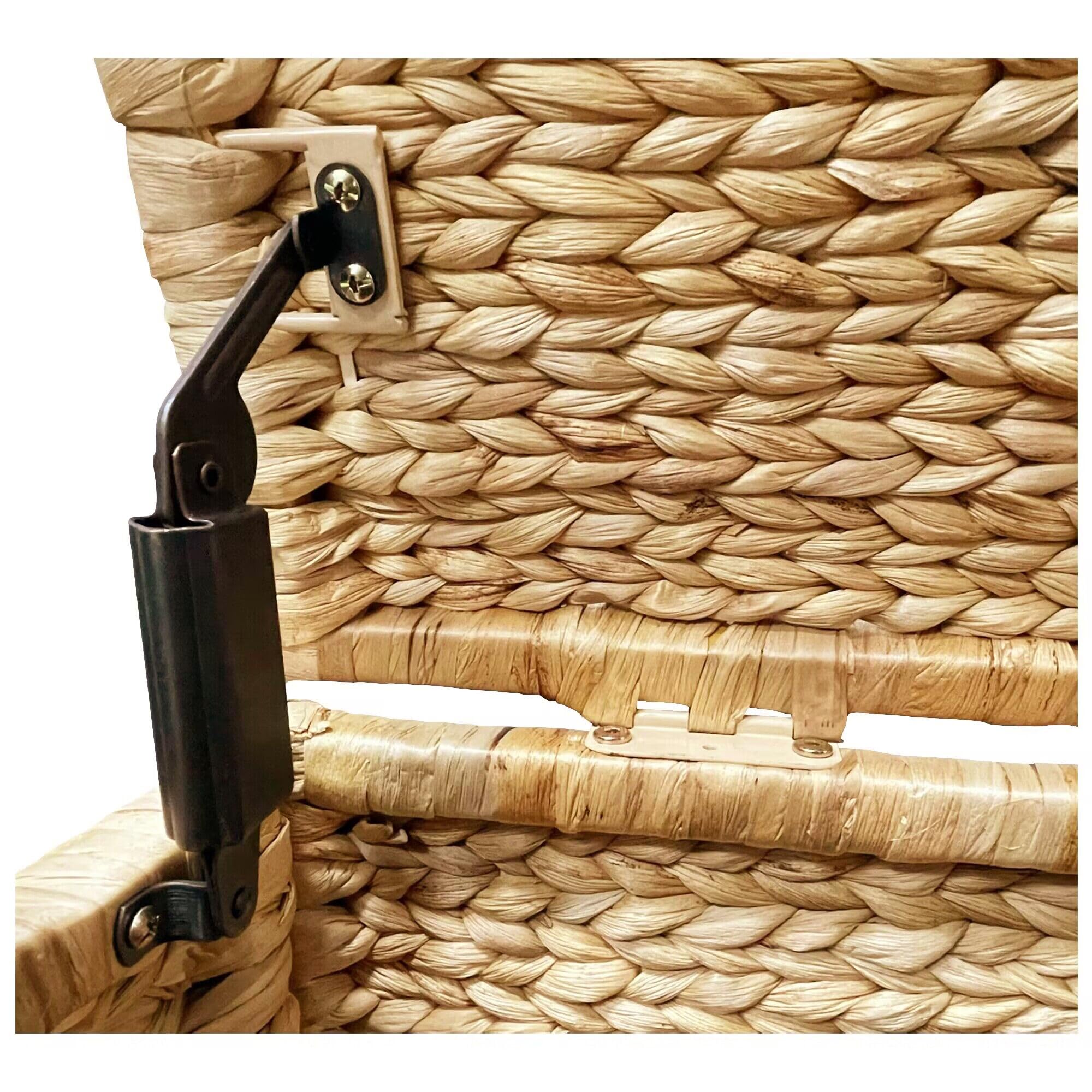 eHemco Baúl de almacenamiento de mimbre de jacinto de agua resistente con marco de metal, 42 x 20 x 18.5 pulgadas, natural