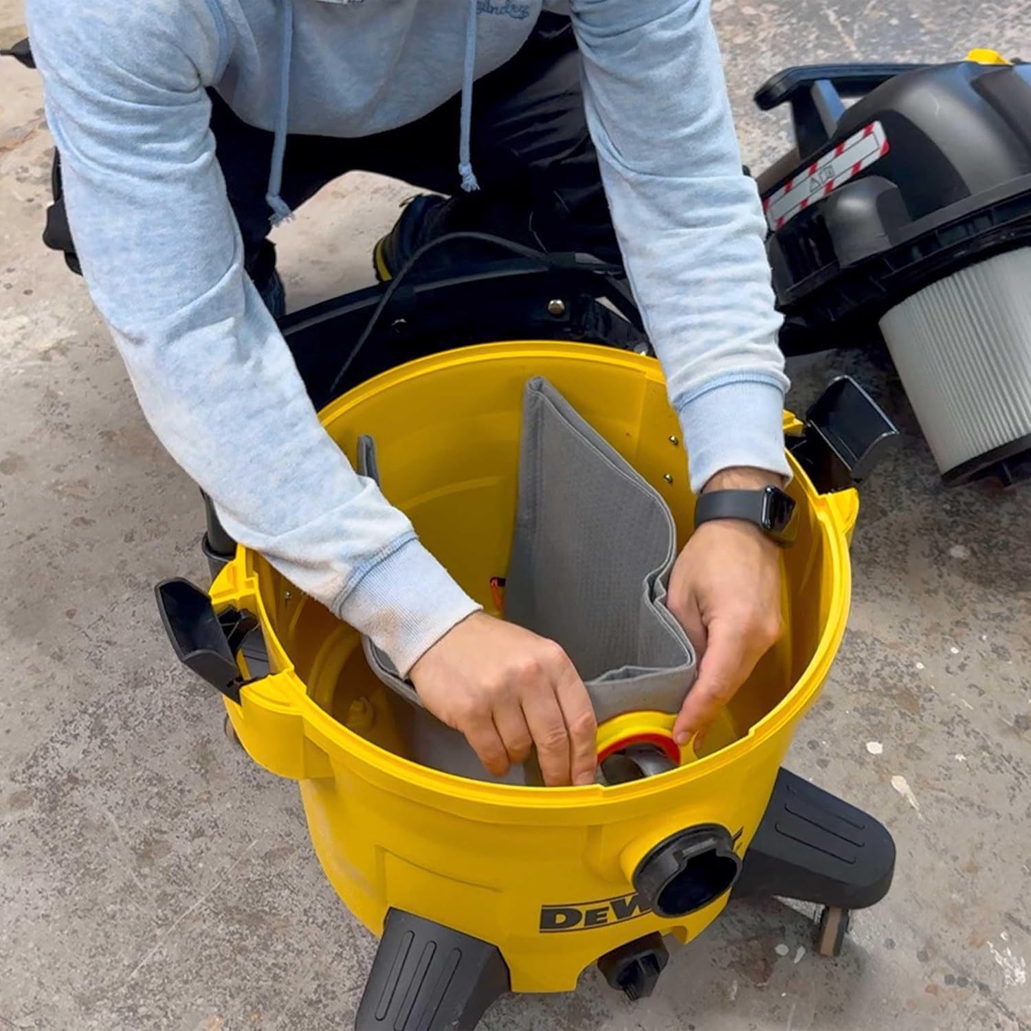 Macam Reusable Dust Bag Compatible with Dewalt and Vacmaster Shop Vacs - 4-16 Gallons Capacity, 1 Pack Vacuum Bag, Filter Bag, Easy emptying (5-6 Gallons)