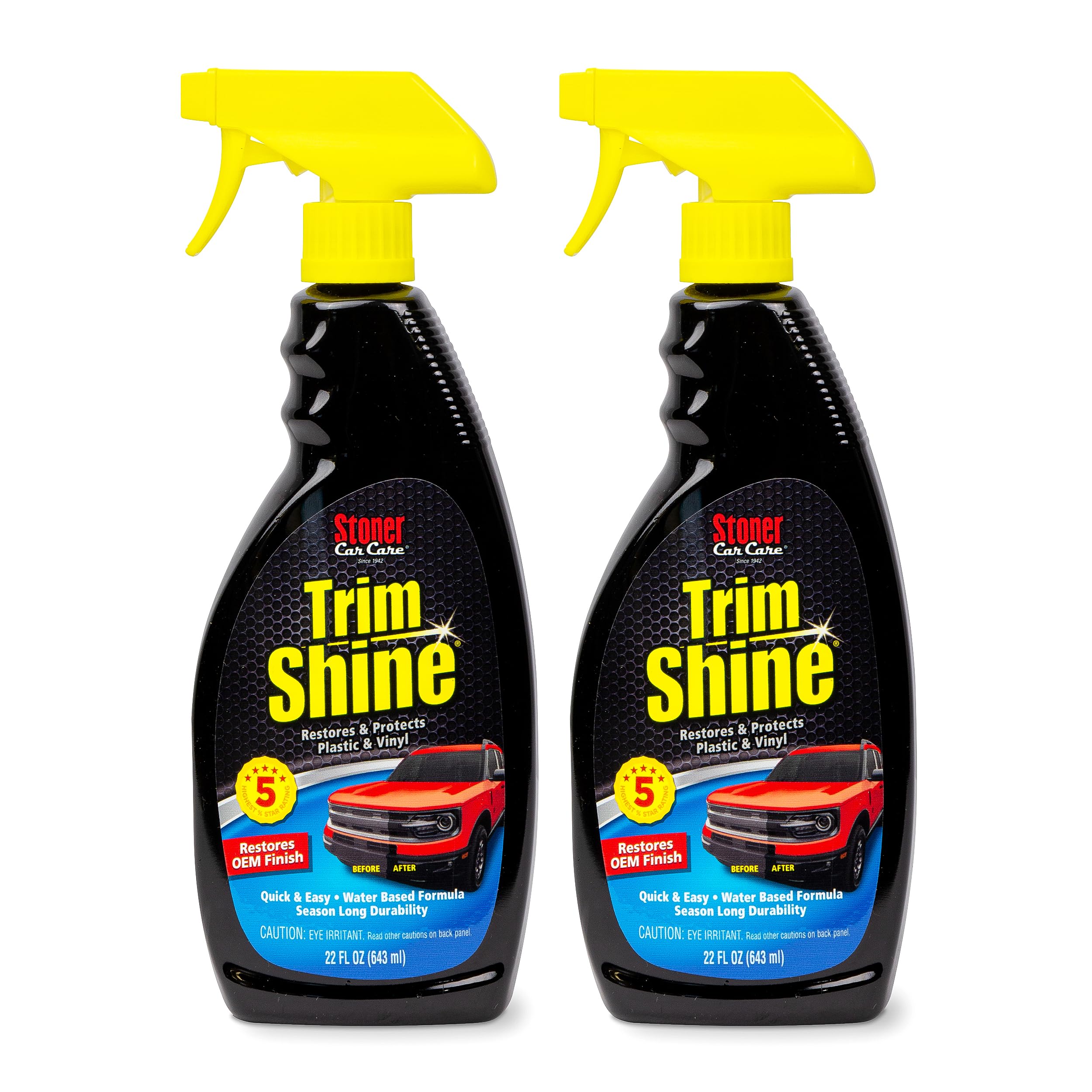 Stoner Car Care 92034-2PK Trim Shine Vinyl and Plastic Spray Protectant Coating for Automotive Interior and Exterior Restores OEM Finish and Color, Protects From Fading, 22 Fl Oz, Pack of 2