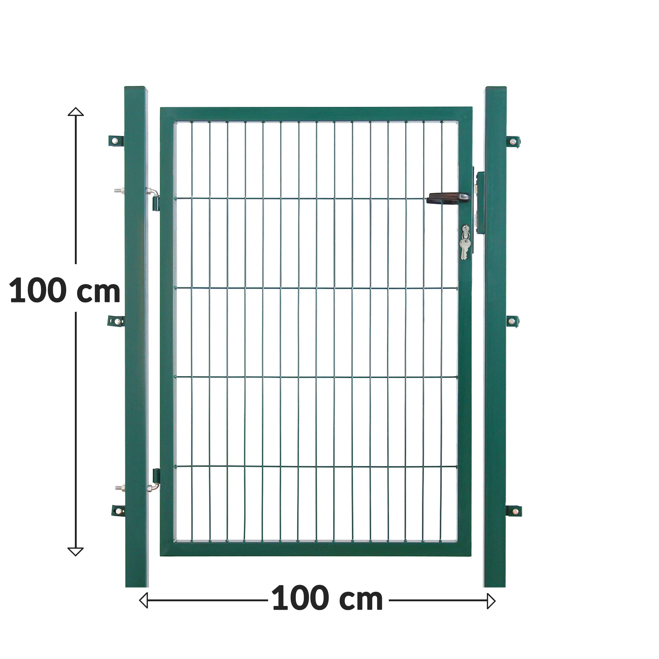 Gartentor Für Stabmattenzaun – 120x100 Cm, RAL 6005 Grün, Mit Pfosten & Schlüssel – Stabil & Abschließbar
