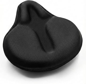 Bike Seat Cushion, Wide Gel & Foam Bike Seat Cover for Exercise Bike and Cruiser, Extra Soft Comfort Bicycle Seat Pad Fits 8.510 in Wide Saddles Rain Cover Included
