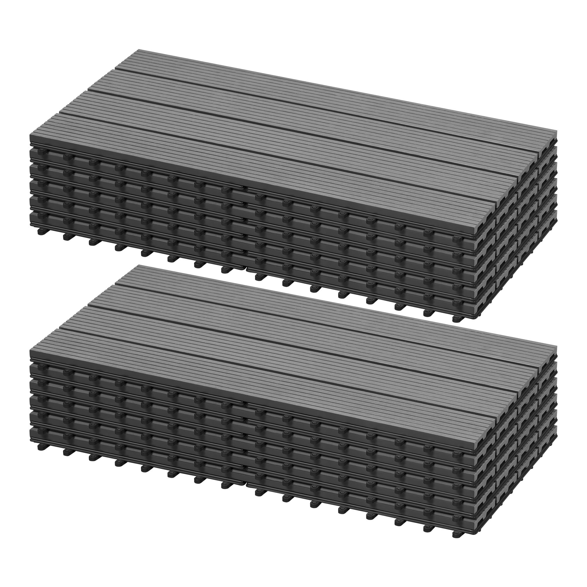 Laneetal Suelo de WPC para Jardín, Baldosas para Terraza, Suelos Clic Exterior para Patio Piscina Balcón, Baldosas Resistentes Indeformables, 12 Piezas, 30x60 cm, Gris Claro