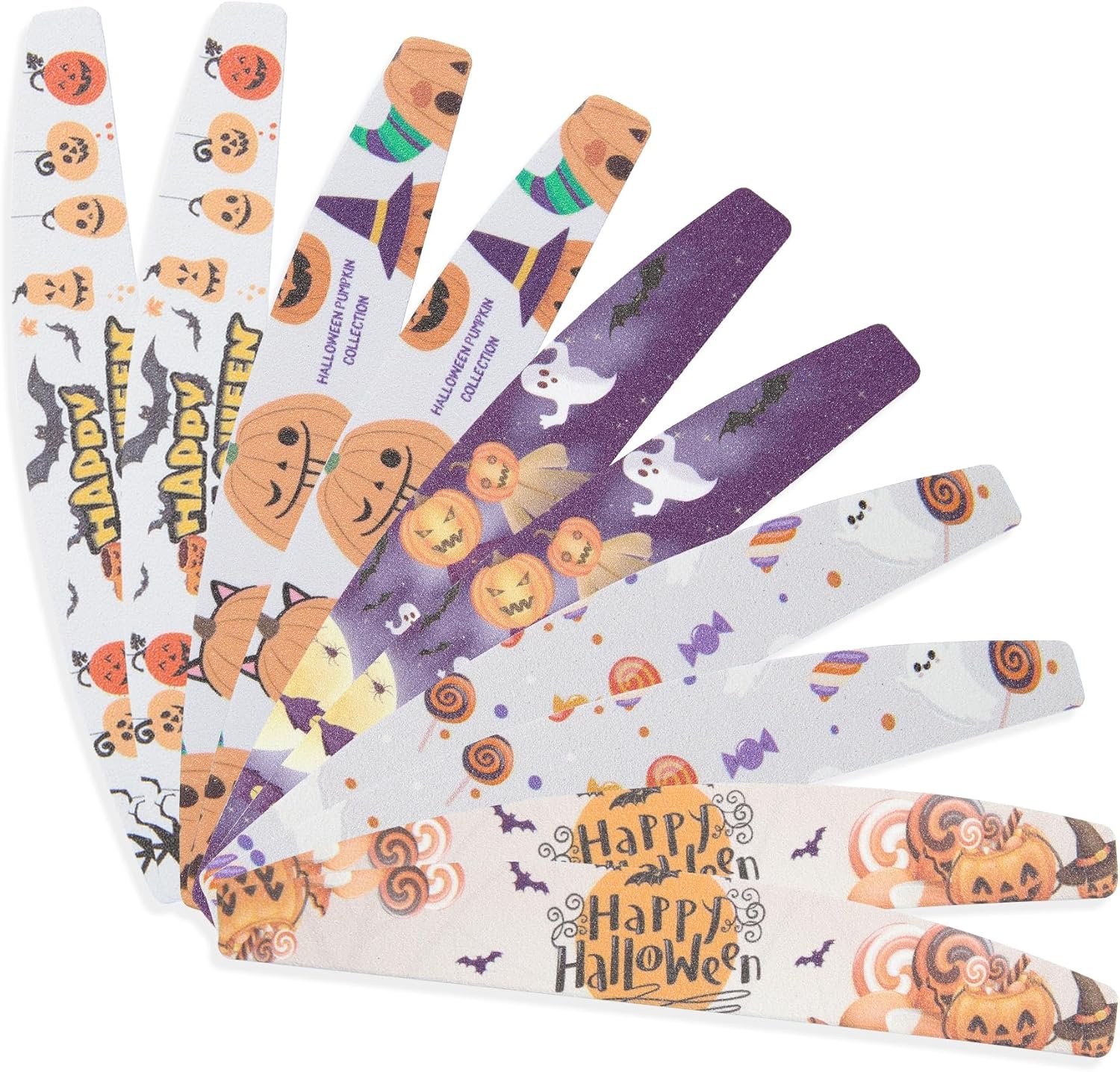 Halloween Nagelvijlen Set 10Pcs Professionele Nail Buffer Schedel Spider Emery Board Pompoen Vleermuis Ghost Heks Vingernaal Buffing Bestanden Diy Nail Manicure Art Gereedschap