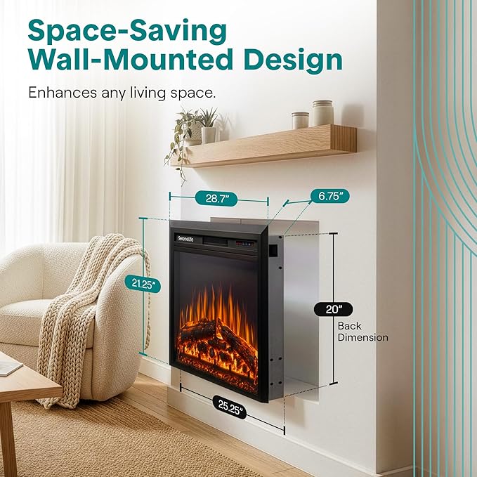 Insert de Chimenea Eléctrica SereneLife con Calefactor y Control Wi-Fi miniatura 6