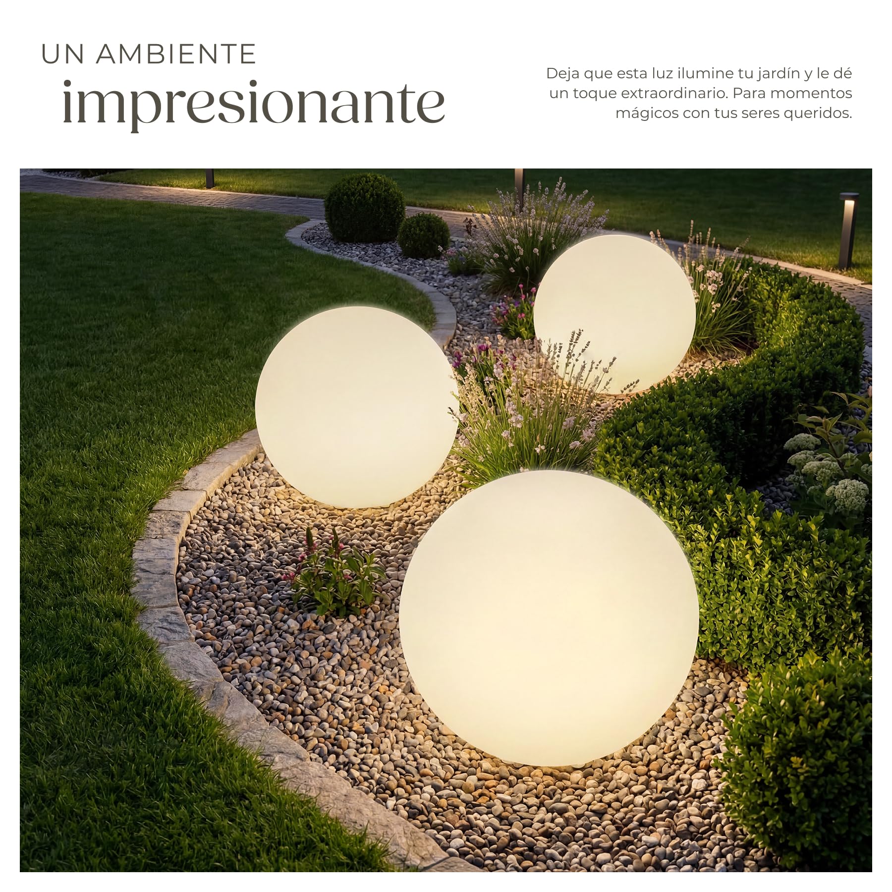 tectake® Bola de Led con Mando y Luz Nocturna Ø 50 x 50 cm, Luces Led Habitacion para Decoracion Hogar y Jardin, Luces Terraza, Iluminación Jardin, Lampara Exterior, Decoración Habitación