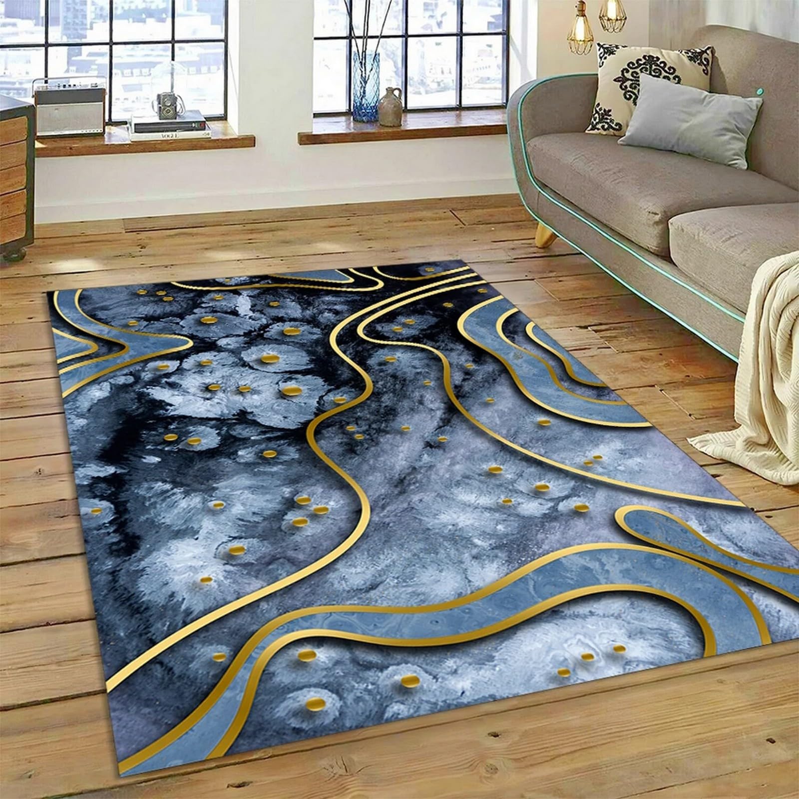 3D Marble Texture Carpets For Living Room Bedroom Wedding Area Rug Decorative Home Bathroom Toilet Entrance Non-Slip Floor Mats 60 X 120 Cm - Polyester Soft Touch Easy Clean-3304603368251