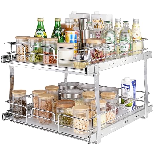 VEVOR 2 Tier 20Wx21.2Dx15.2H Pull Out Cabinet Organizer Steel