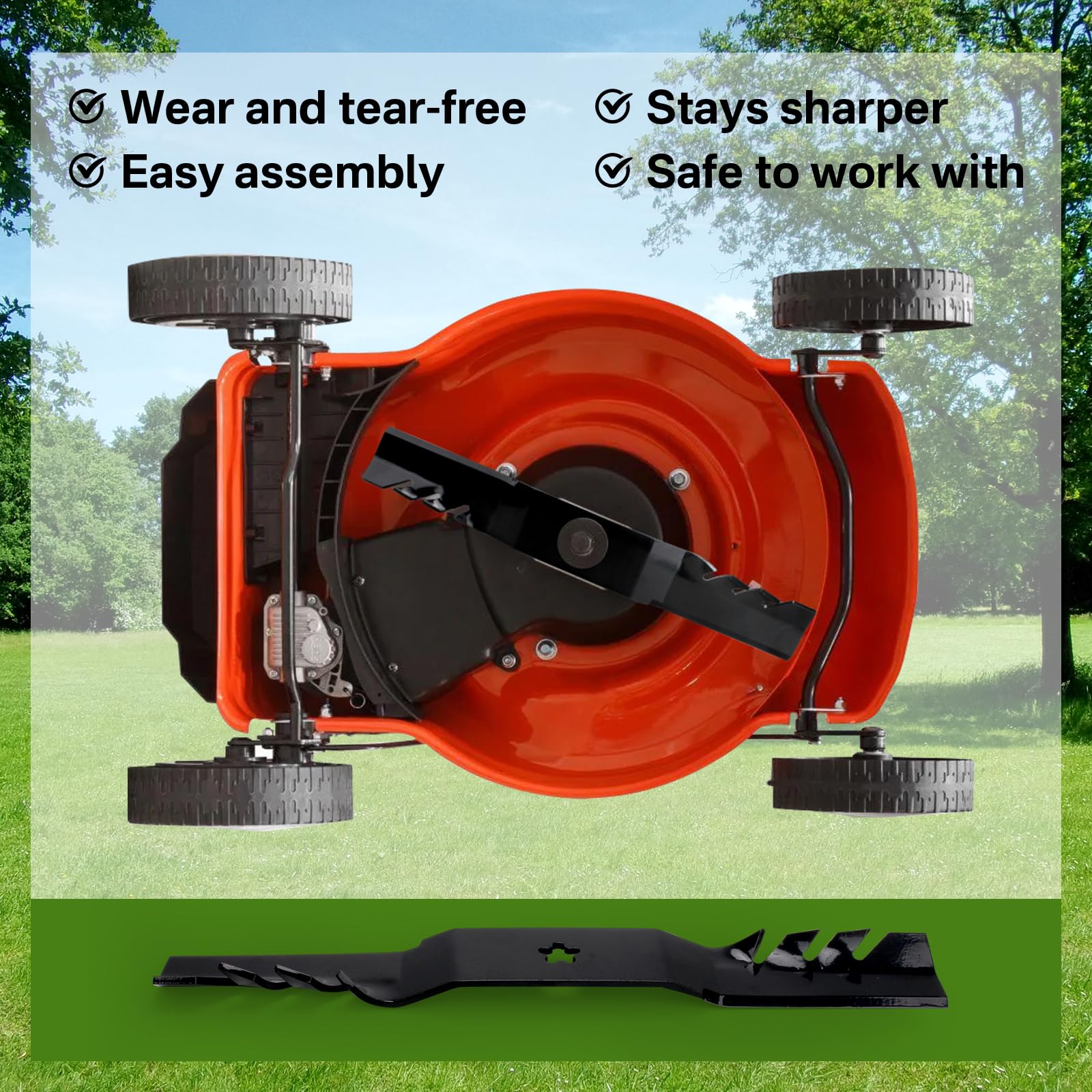 superbobi 95-605 Gator Mulcher Cuchillas de repuesto para cortacésped Husqvarna AYP Ariens Craftsman Gator Blades 187254 112053 (juego de 3)
