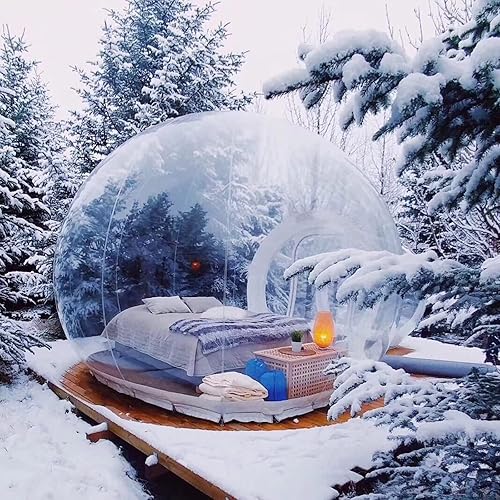 Inflatable Bubble Camping Tent Bubble House Outdoor Screen House Waterproof Clear Dome Camping Cabin for Family Camping Backyard Party Music