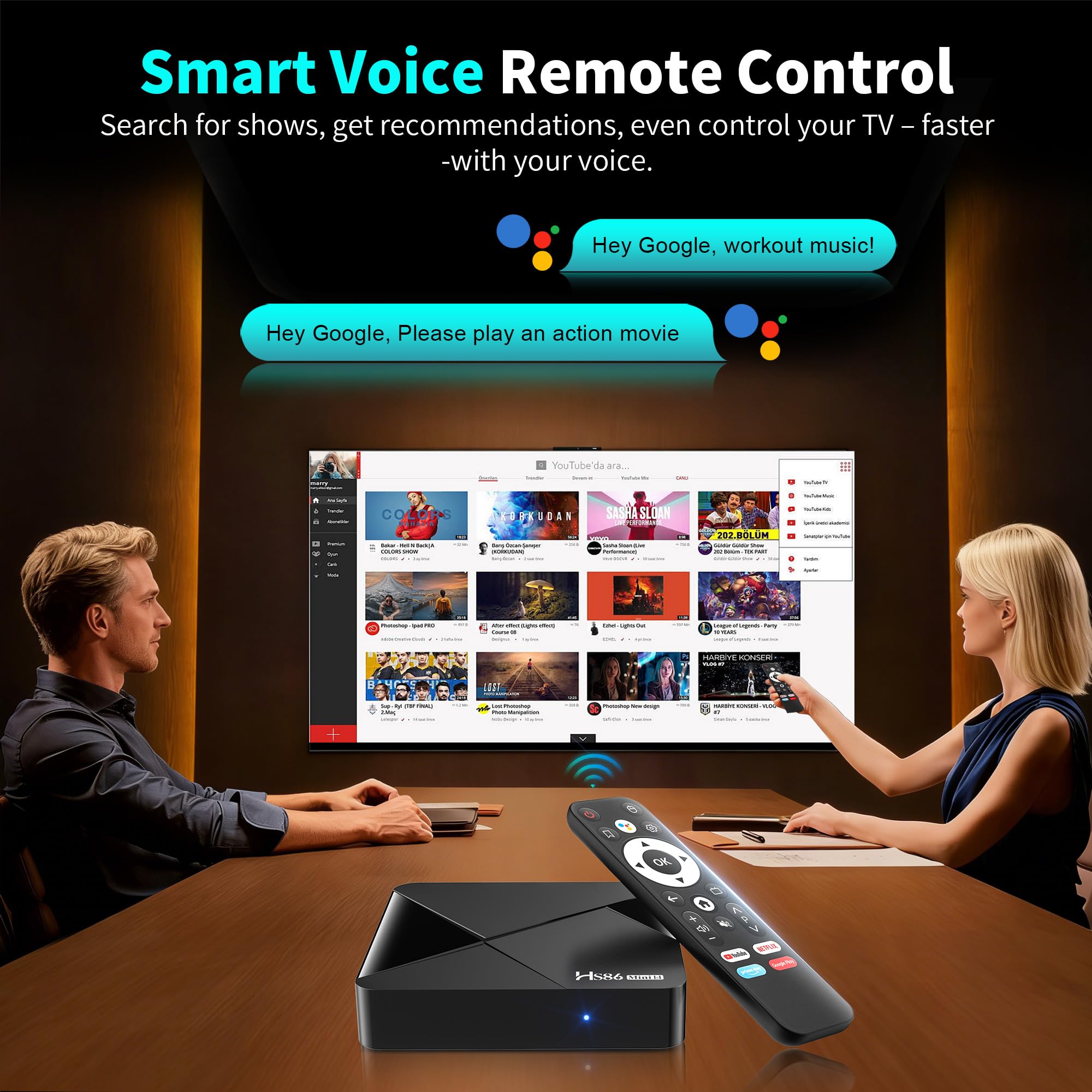 Boitier Android 14.0 TV Box, TV Box Android with RK3518 Quad-Core 32bit Cortex-A53 Chip Mali 450 MP2 GPU Support 2G RAM 16G ROM Ethernet 10/100M 2.4G /5G Dual-Band WiFi HD 4K BT V5.4 Smart TV Box