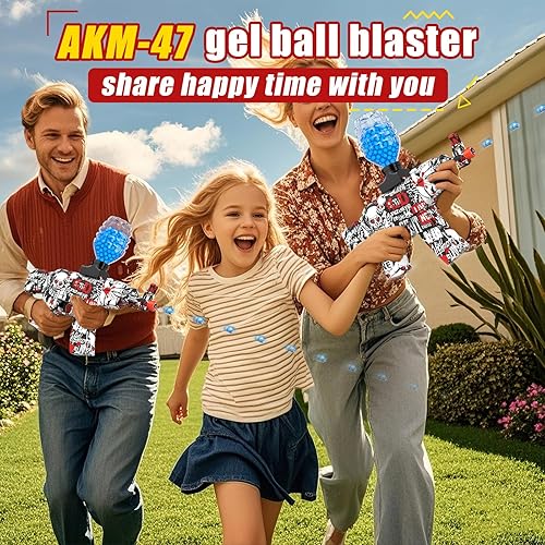 Miniatura 5 de Pistola eléctrica de bolas de gel, lanzador automático estilo AKM, juego de tiro de batalla al aire libre de alta velocidad, juguete de pistola de