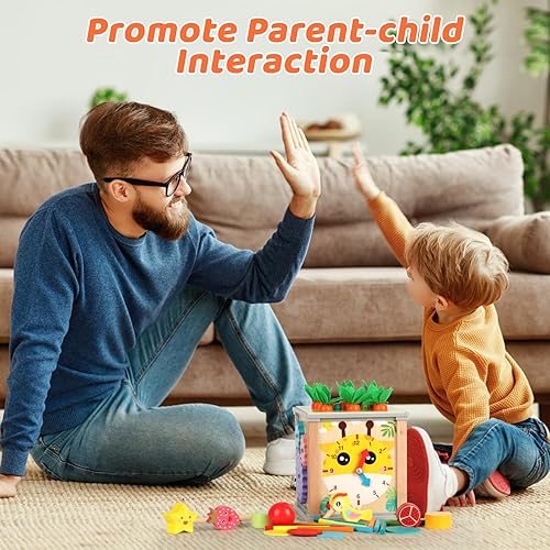 Miniatura 8 de Pyinlon Juguetes Montessori de madera 9 en 1 para niños de más de 1 año, juguetes de clasificación de formas y apilamiento para niños pequeños, cubo