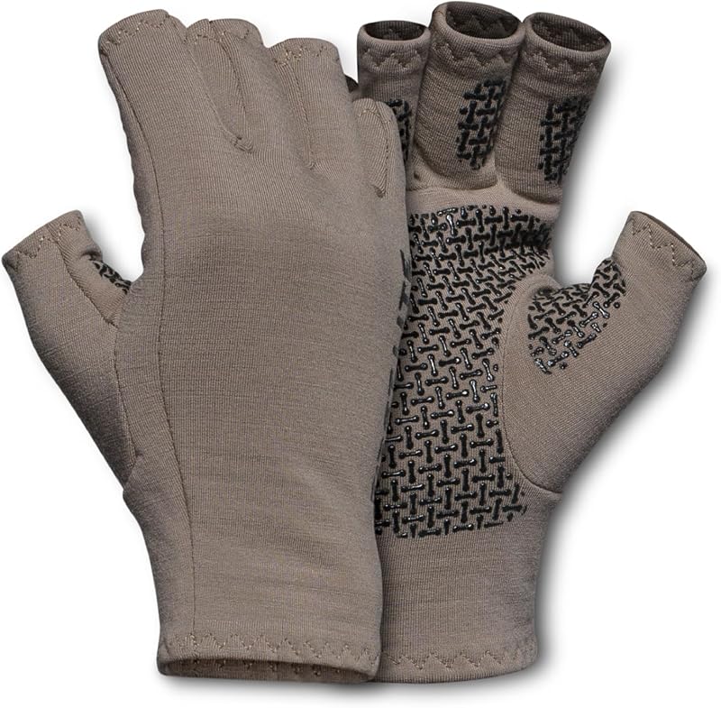 Rugged Wool Half Finger Glove | Merino Wool Fingerless Hunting Gloves for Men | Silicone Grip Palm for Shooting Dexterity