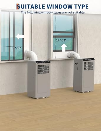 10,000 BTU Portable Air Conditioner, 3-in-1 Portable AC Unit with Fan & Dehumidifier, Room Air Conditioner Cools up to 450 Sq. Ft., Remote Control, Auto Swing, Room AC 24-Hour Timer, Grey