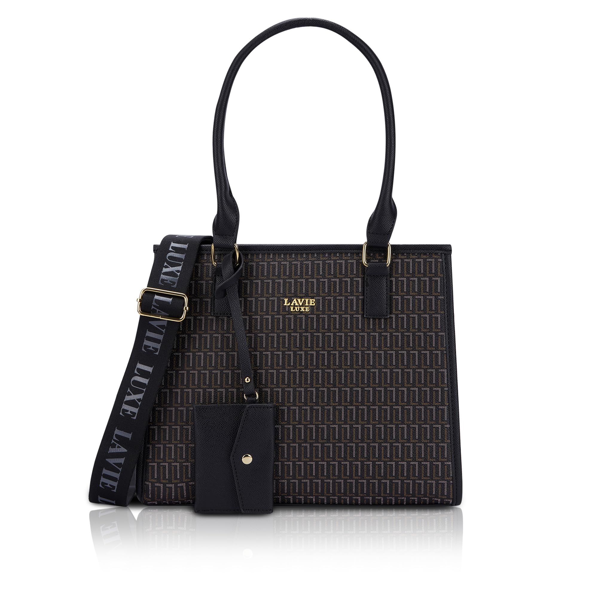 Lavie Luxe Women's Quad25 Monogram Print Satchel for Women | Satchel Box Handbag for Work | Ladies purse | Stylish Shoulder Bag | Gift For Women | Ladies Purse Handbags-image-39