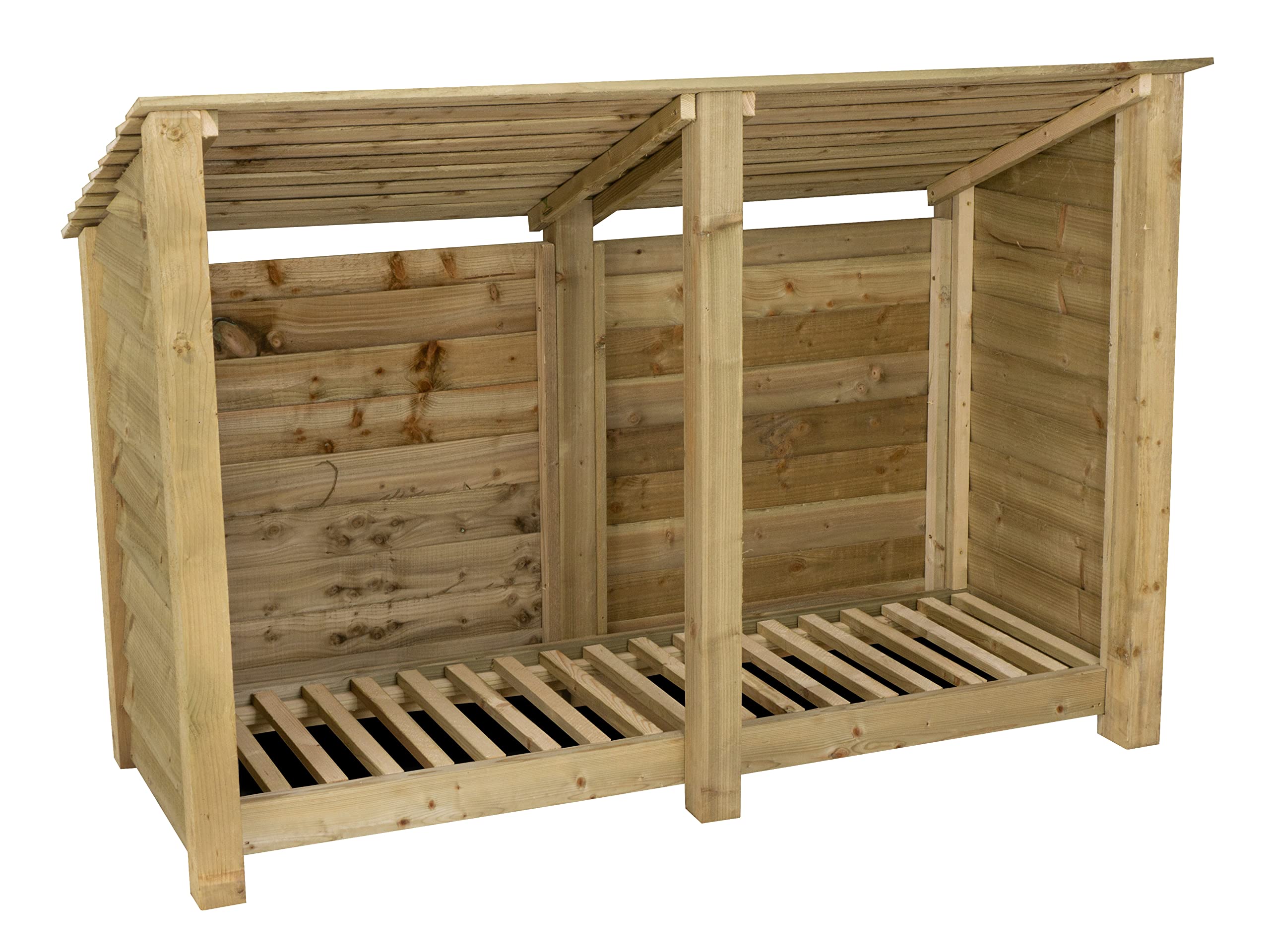 Arbor Garden Solutions wooden log store 4ft, firewood storage (W-187cm, H-126cm, D-88cm), natural finish (Without kindling shelf (roof sloping back))