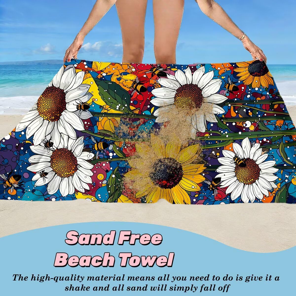 Ręcznik plażowy XXL, 100 x 220 cm, zestaw 2 szt., z mikrofibry, ręcznik plażowy w kwiaty, szybkoschnący, do sauny, fitness, bez piasku, ręcznik plażowy, do sauny, duży ręcznik kąpielowy, prezent dla