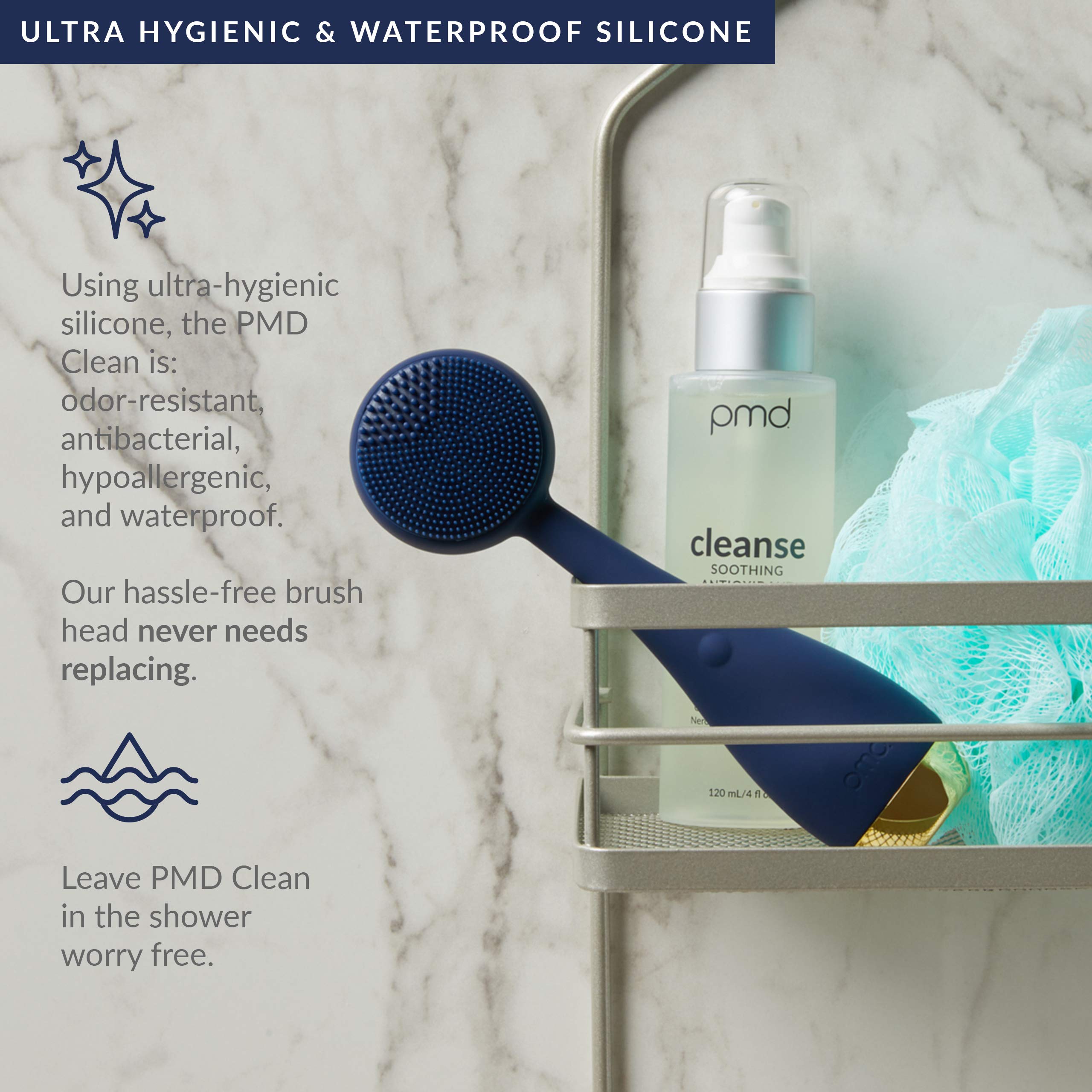 PMD Beauty Clean, Acne, and Redvolution - Electric Facial Cleansing Brush, Smart Facial Device with Silicone Brush & Anti-Aging Massager, Red and Blue LED Light view 3