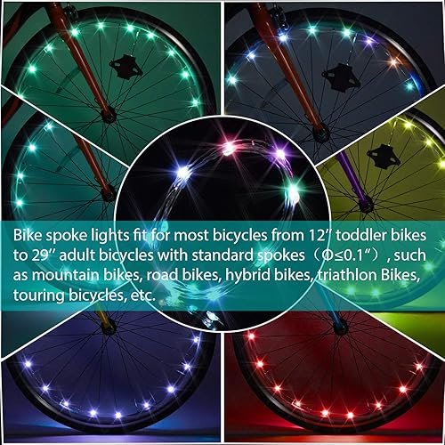 Miniatura 2 de Waybelive 2 Pack LED Bike Wheel Light, Remote Control Bicycle Tire LED Light, Wheelchair Light, 16 Color Change by Yourself, Waterproof, Super