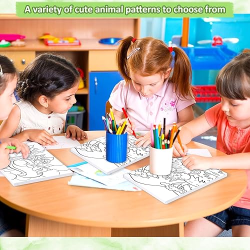 Miniatura 4 de Thenshop 12 lienzos predibujados para pintar para niños de 8 x 10 pulgadas, lienzos de pintura con imágenes para pintar, paneles de lienzo